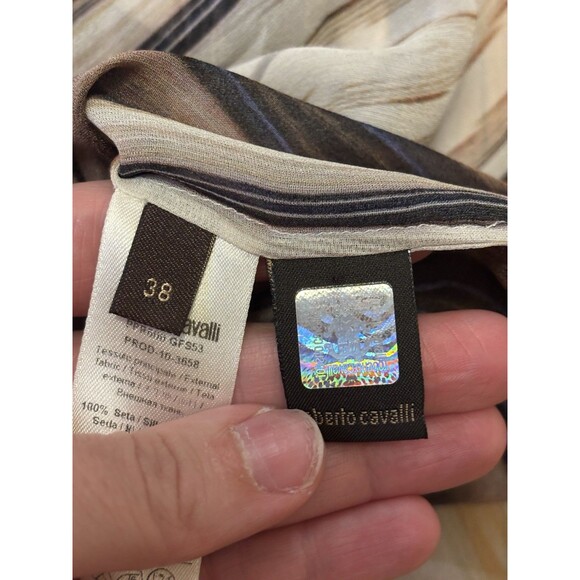 Vintage Roberto Cavalli Y2K One Shoulder Silk Tank Top Blouse Bead Size 38 US 2 - Picture 6 of 11